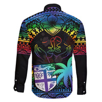 Fiji LGBT Family Matching Long Sleeve Bodycon Dress and Hawaiian Shirt Love Is Love Tapa Pattern Rainbow Water Color LT9 - Wonder Print Shop