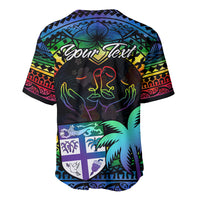 Personalised Fiji LGBT Baseball Jersey Love Is Love Tapa Pattern Rainbow Water Color LT9 - Wonder Print Shop