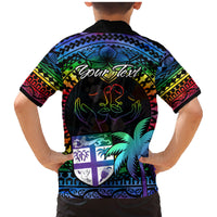 Personalised Fiji LGBT Family Matching Mermaid Dress and Hawaiian Shirt Love Is Love Tapa Pattern Rainbow Water Color LT9 - Wonder Print Shop