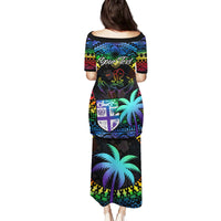 Personalised Fiji LGBT Family Matching Puletasi Dress and Hawaiian Shirt Love Is Love Tapa Pattern Rainbow Water Color - Wonder Print Shop