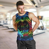 Personalised Fiji LGBT Men Tank Top Love Is Love Tapa Pattern Rainbow Water Color - Wonder Print Shop
