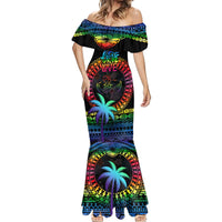 Personalised Fiji LGBT Mermaid Dress Love Is Love Tapa Pattern Rainbow Water Color - Wonder Print Shop