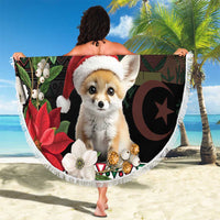 Algeria Christmas Personalized Beach Blanket Fennec Fox Santa and Traditional Pattern LT9 - Wonder Print Shop