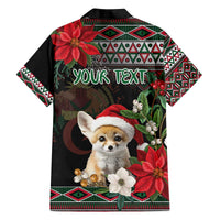 Algeria Christmas Personalized Family Matching Off The Shoulder Long Sleeve Dress and Hawaiian Shirt Fennec Fox Santa and Traditional Pattern - Wonder Print Shop