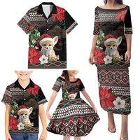 Algeria Christmas Personalized Family Matching Puletasi and Hawaiian Shirt Fennec Fox Santa and Traditional Pattern - Wonder Print Shop