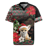 Algeria Christmas Personalized Rugby Jersey Fennec Fox Santa and Traditional Pattern - Wonder Print Shop