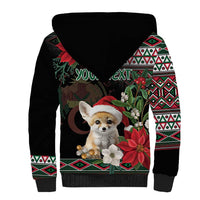 Algeria Christmas Personalized Sherpa Hoodie Fennec Fox Santa and Traditional Pattern - Wonder Print Shop