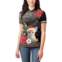 Algeria Christmas Personalized Women Polo Shirt Fennec Fox Santa and Traditional Pattern - Wonder Print Shop