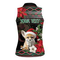 Algeria Christmas Personalized Women Sleeveless Polo Shirt Fennec Fox Santa and Traditional Pattern - Wonder Print Shop