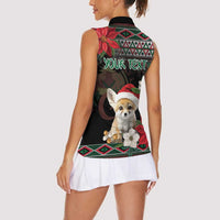 Algeria Christmas Personalized Women Sleeveless Polo Shirt Fennec Fox Santa and Traditional Pattern - Wonder Print Shop