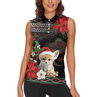 Algeria Christmas Personalized Women Sleeveless Polo Shirt Fennec Fox Santa and Traditional Pattern - Wonder Print Shop