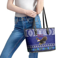 American Samoa Christmas Leather Tote Bag Manuia le Kerisimasi Polynesian Tribal - Wonder Print Shop