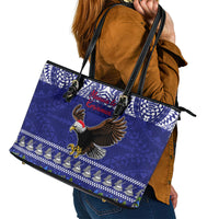 American Samoa Christmas Leather Tote Bag Manuia le Kerisimasi Polynesian Tribal - Wonder Print Shop