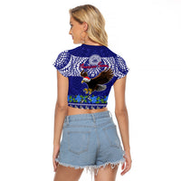 American Samoa Christmas Raglan Cropped T Shirt Manuia le Kerisimasi Polynesian Tribal - Wonder Print Shop
