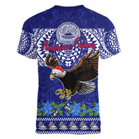 American Samoa Christmas Women V Neck T Shirt Manuia le Kerisimasi Polynesian Tribal - Wonder Print Shop
