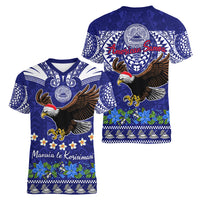 American Samoa Christmas Women V Neck T Shirt Manuia le Kerisimasi Polynesian Tribal - Wonder Print Shop
