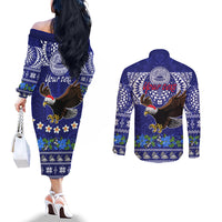 personalised-american-samoa-christmas-couples-matching-off-the-shoulder-long-sleeve-dress-and-long-sleeve-button-shirt-manuia-le-kerisimasi-polynesian-tribal