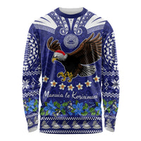 Personalised American Samoa Christmas Long Sleeve Shirt Manuia le Kerisimasi Polynesian Tribal - Wonder Print Shop