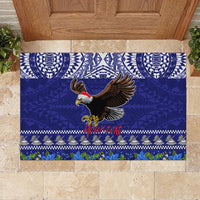 Personalised American Samoa Christmas Rubber Doormat Manuia le Kerisimasi Polynesian Tribal - Wonder Print Shop