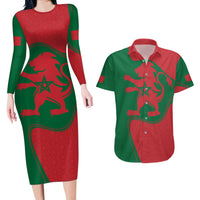Morocco Proclamation Day With Flag Color Couples Matching Long Sleeve Bodycon Dress and Hawaiian Shirt LT9 - Wonder Print Shop