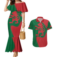 Morocco Proclamation Day With Flag Color Couples Matching Mermaid Dress and Hawaiian Shirt LT9 - Wonder Print Shop