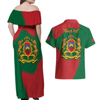 Morocco Proclamation Day With Flag Color Couples Matching Off Shoulder Maxi Dress and Hawaiian Shirt LT9 - Wonder Print Shop