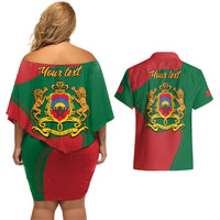 Morocco Proclamation Day With Flag Color Couples Matching Off Shoulder Short Dress and Hawaiian Shirt LT9 - Wonder Print Shop
