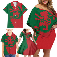 Morocco Proclamation Day With Flag Color Family Matching Off Shoulder Short Dress and Hawaiian Shirt LT9 - Wonder Print Shop