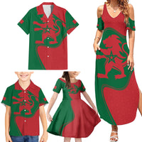 Morocco Proclamation Day With Flag Color Family Matching Summer Maxi Dress and Hawaiian Shirt - Wonder Print Shop