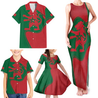 Morocco Proclamation Day With Flag Color Family Matching Tank Maxi Dress and Hawaiian Shirt - Wonder Print Shop