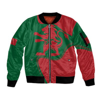 Morocco Proclamation Day With Flag Color Sleeve Zip Bomber Jacket - Wonder Print Shop