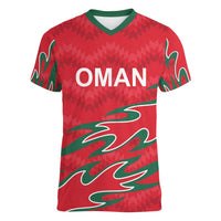Custom Oman Cricket Women V-Neck T-Shirt 2016 Vintage Away Retro - Wonder Print Shop