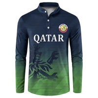 Custom Qatar Cricket Button Sweatshirt Green Sporty Pattern LT9 - Wonder Print Shop