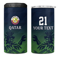 Custom Qatar Cricket 4 in 1 Can Cooler Tumbler Green Sporty Pattern LT9 - Wonder Print Shop