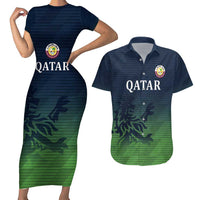 Custom Qatar Cricket Couples Matching Short Sleeve Bodycon Dress and Hawaiian Shirt Green Sporty Pattern LT9 - Wonder Print Shop