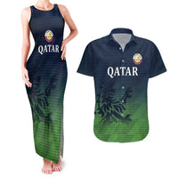 Custom Qatar Cricket Couples Matching Tank Maxi Dress and Hawaiian Shirt Green Sporty Pattern LT9 - Wonder Print Shop