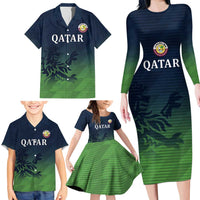 Custom Qatar Cricket Family Matching Long Sleeve Bodycon Dress and Hawaiian Shirt Green Sporty Pattern LT9 - Wonder Print Shop