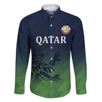 Custom Qatar Cricket Family Matching Off The Shoulder Long Sleeve Dress and Hawaiian Shirt Green Sporty Pattern - Wonder Print Shop