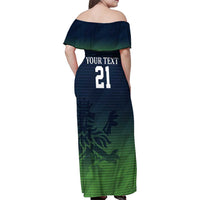 Custom Qatar Cricket Family Matching Off Shoulder Maxi Dress and Hawaiian Shirt Green Sporty Pattern LT9 - Wonder Print Shop