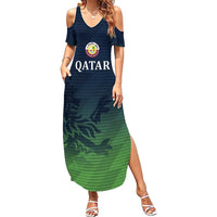 Custom Qatar Cricket Family Matching Summer Maxi Dress and Hawaiian Shirt Green Sporty Pattern - Wonder Print Shop
