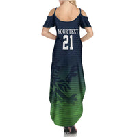 Custom Qatar Cricket Family Matching Summer Maxi Dress and Hawaiian Shirt Green Sporty Pattern - Wonder Print Shop