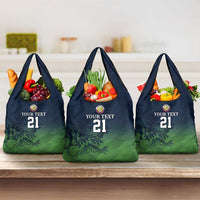 Custom Qatar Cricket Grocery Bag Green Sporty Pattern