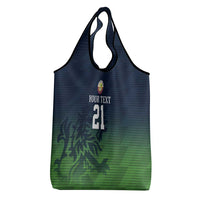 Custom Qatar Cricket Grocery Bag Green Sporty Pattern