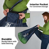 Custom Qatar Cricket Grocery Bag Green Sporty Pattern