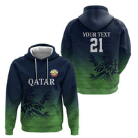 Custom Qatar Cricket Hoodie Green Sporty Pattern - Wonder Print Shop
