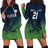 Custom Qatar Cricket Hoodie Dress Green Sporty Pattern - Wonder Print Shop