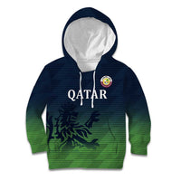 Custom Qatar Cricket Kid Hoodie Green Sporty Pattern - Wonder Print Shop