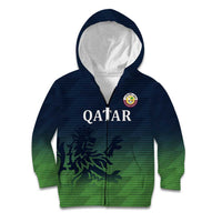 Custom Qatar Cricket Kid Hoodie Green Sporty Pattern - Wonder Print Shop