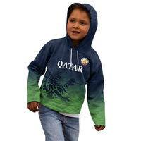 Custom Qatar Cricket Kid Hoodie Green Sporty Pattern - Wonder Print Shop