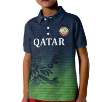 Custom Qatar Cricket Kid Polo Shirt Green Sporty Pattern - Wonder Print Shop